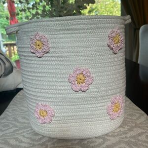 Cute pink floral storage bin